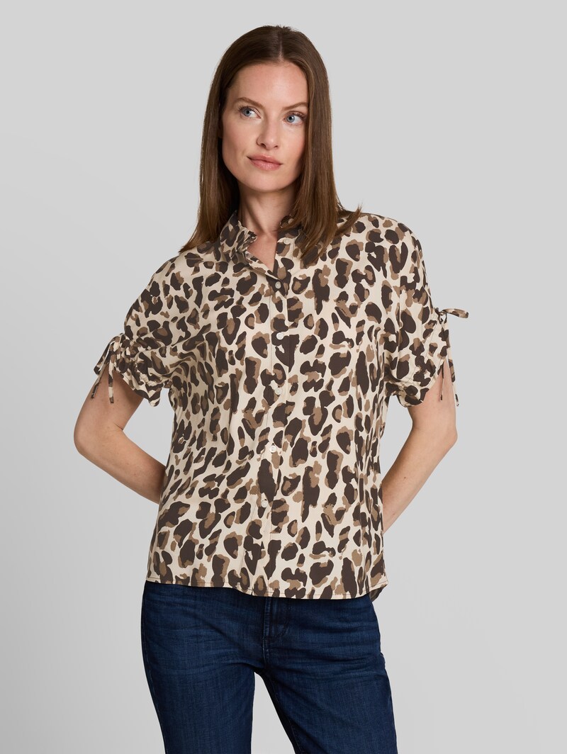 Tom Tailor Loose Fit Bluse mit Schleifen - Brown Beige Leo Print Tom Tailor Loose Fit Bluse mit Schleifen - Brown Beige Leo Print