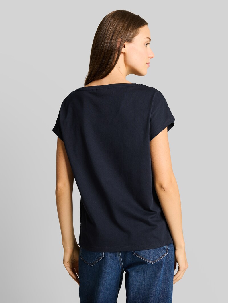 Tom Tailor T-Shirt mit Lochstickereien - Sky Captain Blue