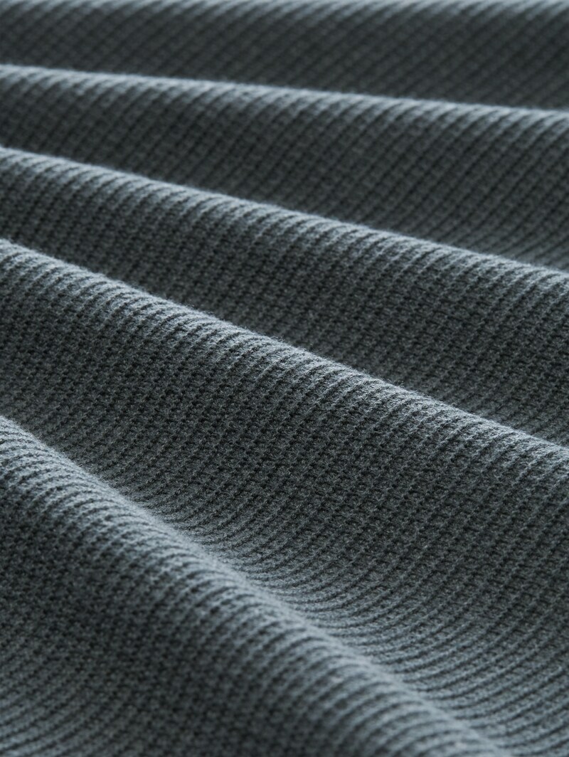 Tom Tailor Troyer Strickpullover aus Baumwolle - Darkest Olive Melange
