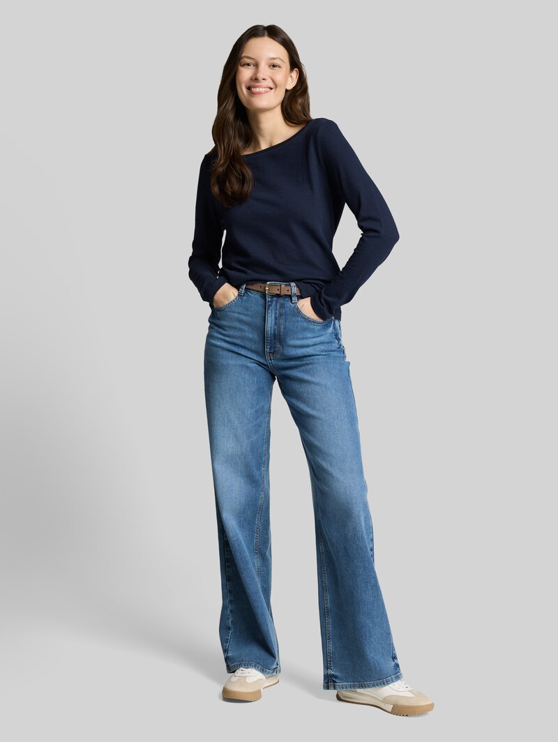 Tom Tailor Basic Langarmshirt aus Baumwolle - Sky Captain Blue