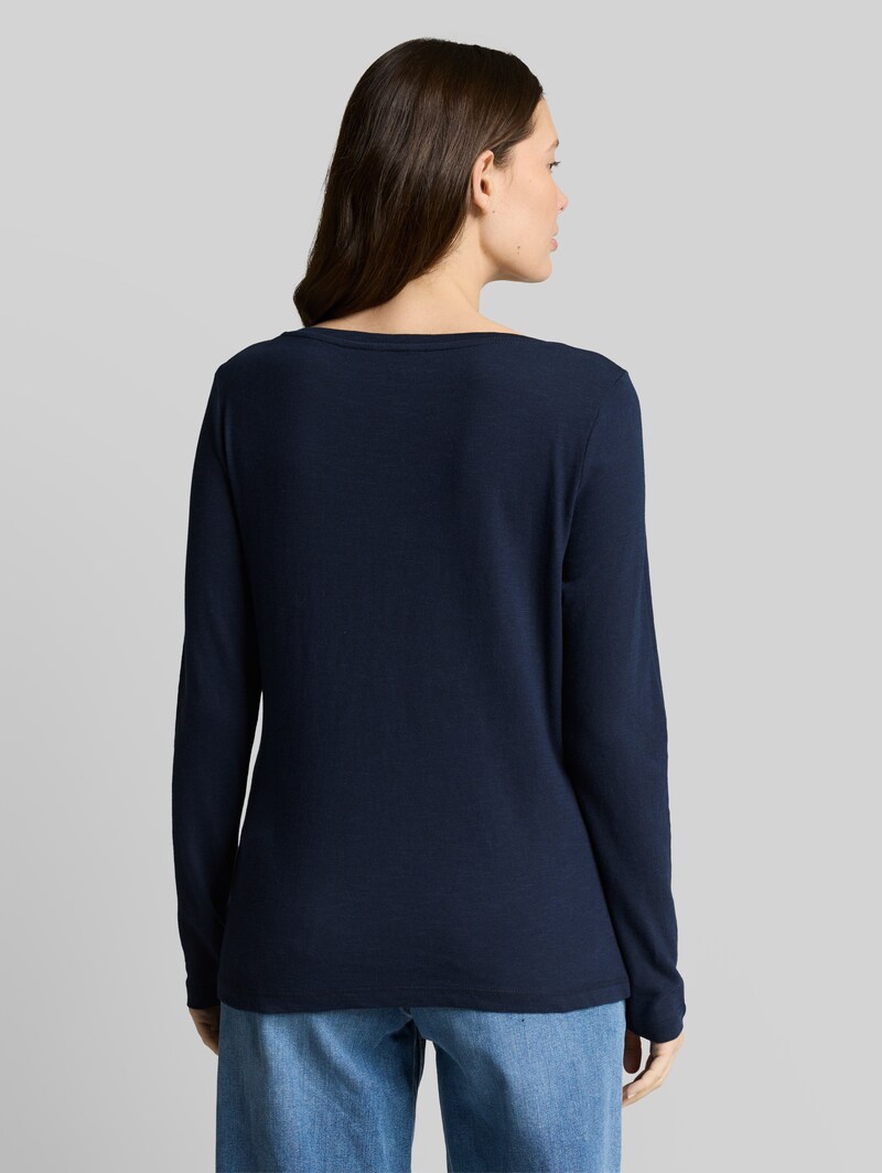 Tom Tailor Basic Langarmshirt aus Baumwolle - Sky Captain Blue