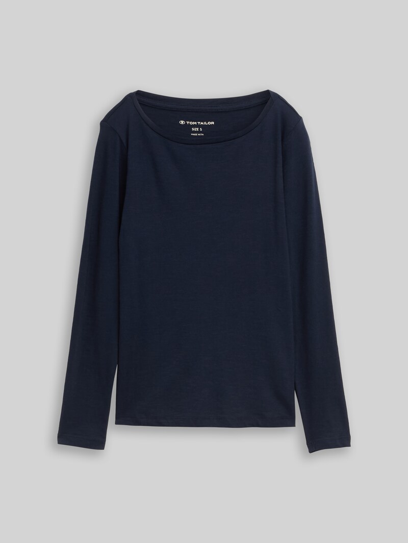 Tom Tailor Basic Langarmshirt aus Baumwolle - Sky Captain Blue