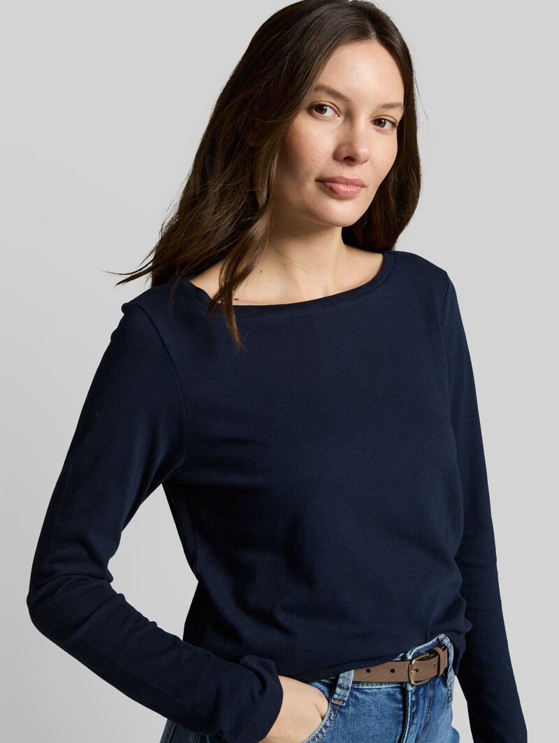 Tom Tailor Basic Langarmshirt aus Baumwolle - Sky Captain Blue