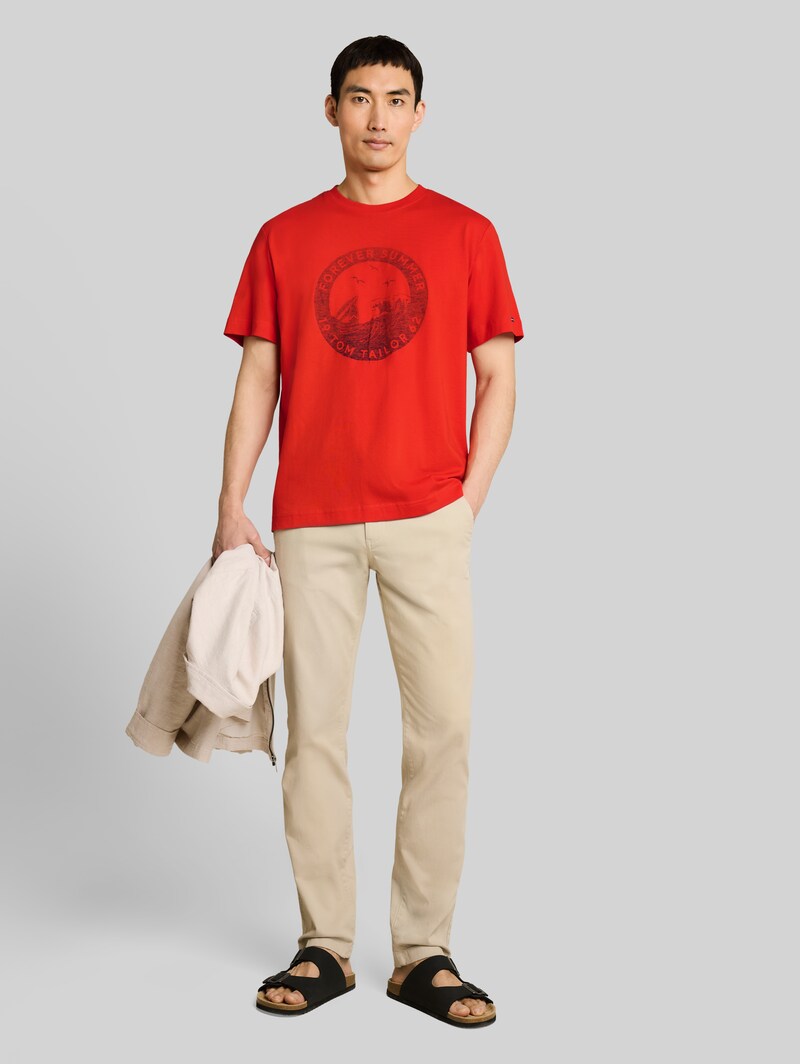Tom Tailor T-Shirt mit Print - Orange Red
