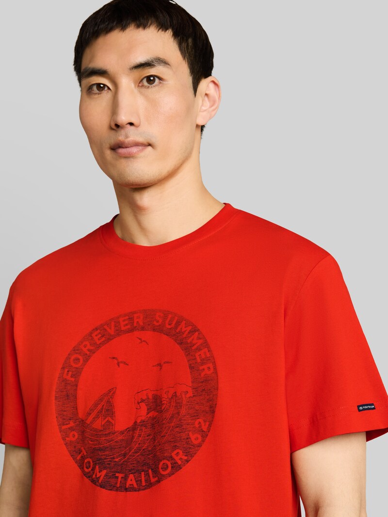 Tom Tailor T-Shirt mit Print - Orange Red