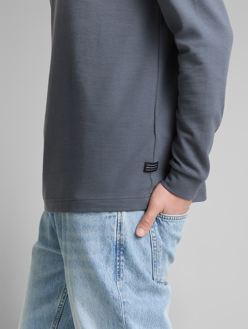 Tom Tailor Langarmshirt aus Baumwolle - Urban Medium Grey