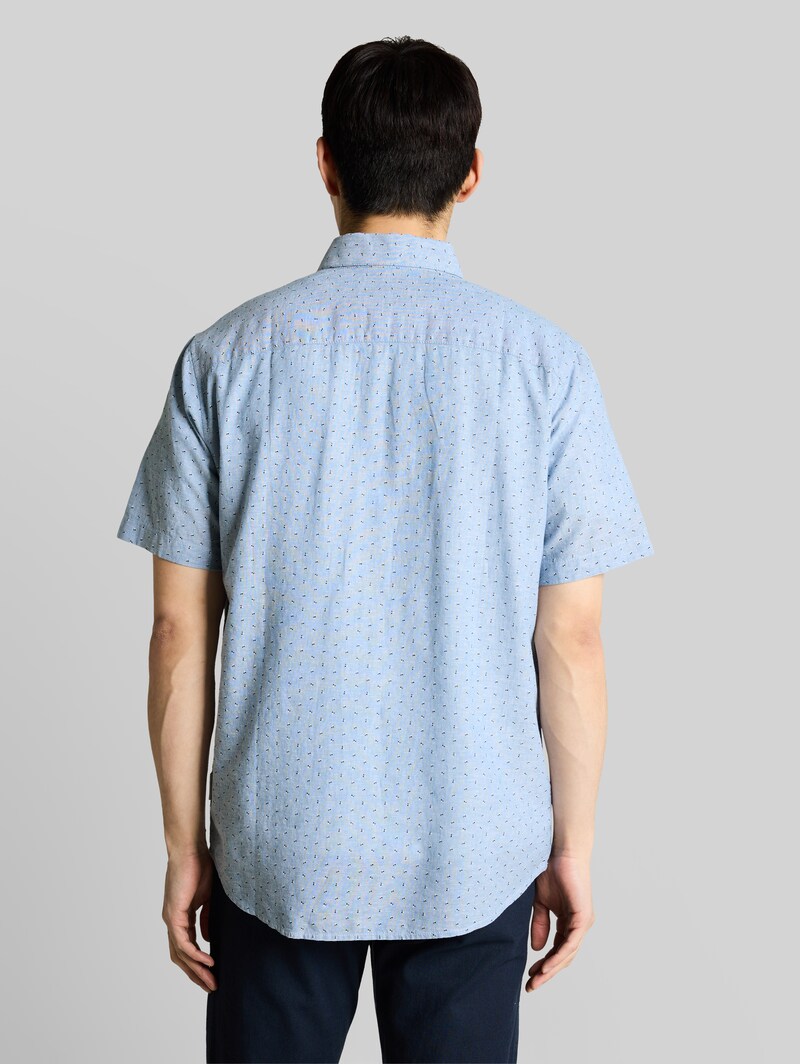Tom Tailor Regular Fit Kurzarmhemd mit Leinenanteil - Bleeched Blue Design