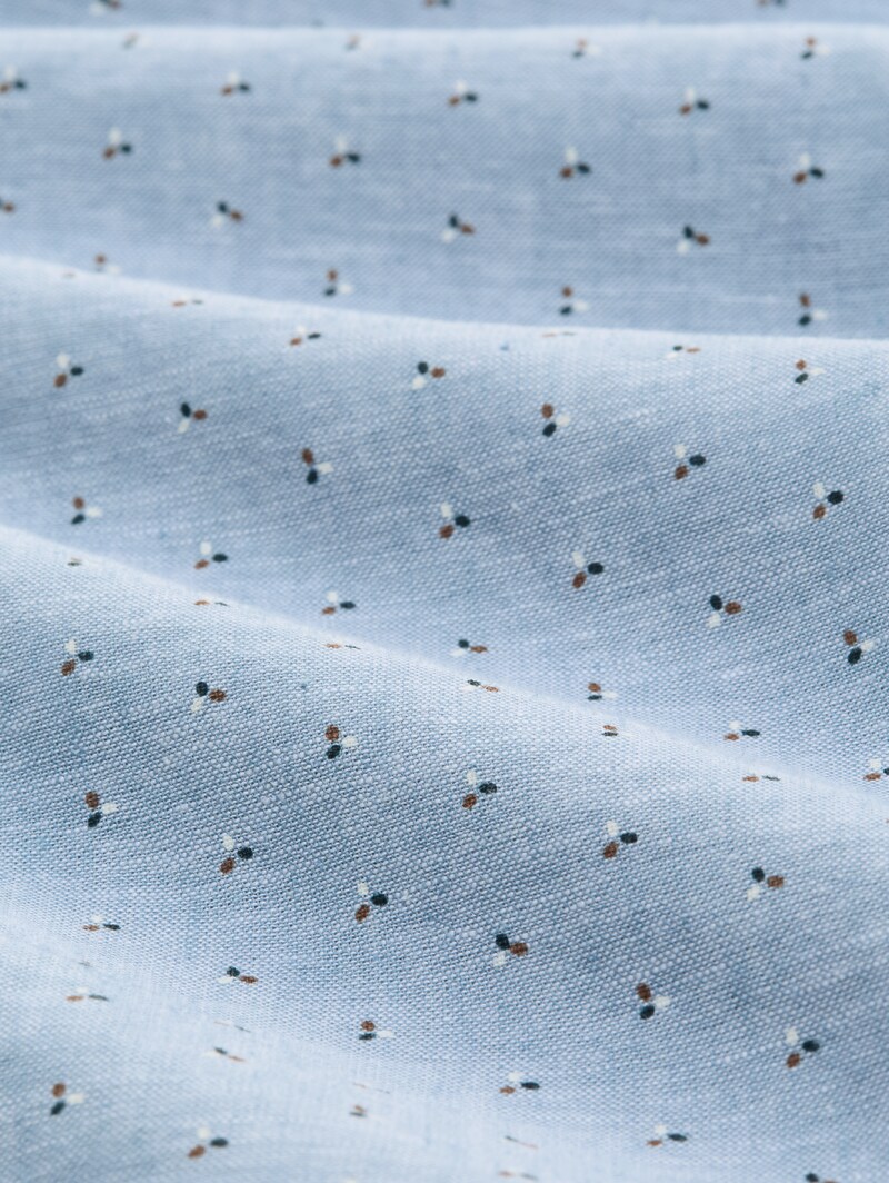 Tom Tailor Regular Fit Kurzarmhemd mit Leinenanteil - Bleeched Blue Design