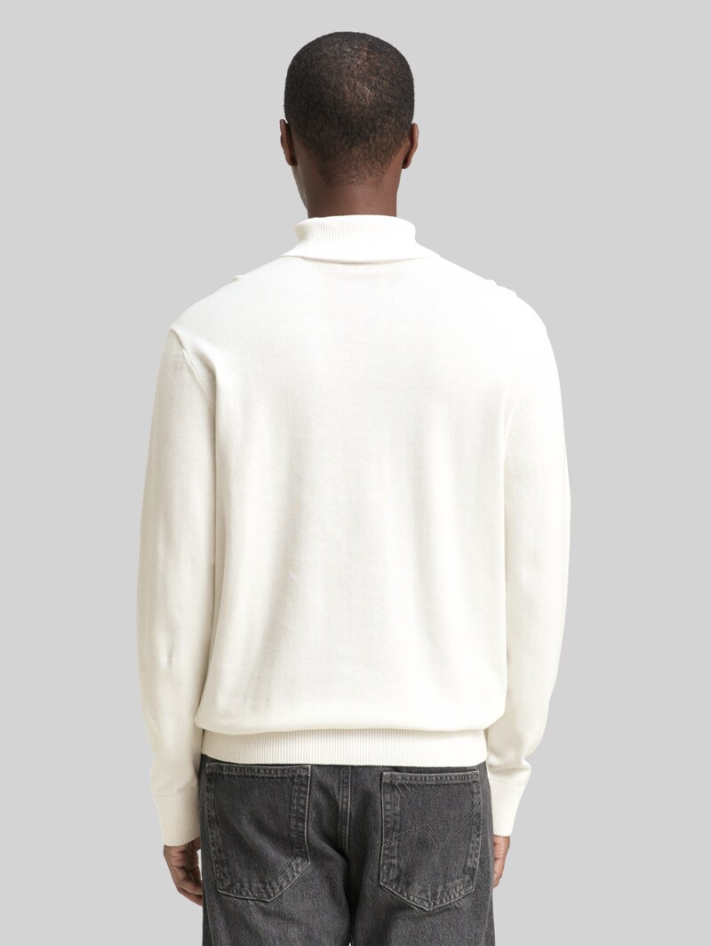 Tom Tailor Rollkragenpullover aus Baumwolle - Wool White