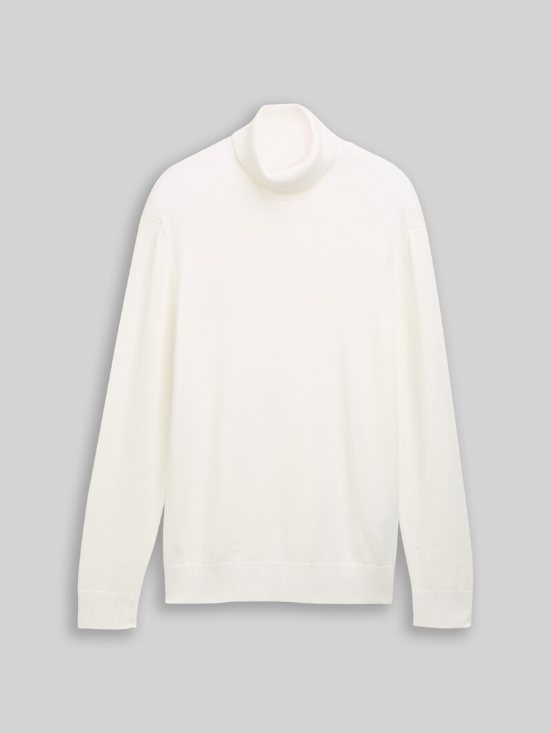 Tom Tailor Rollkragenpullover aus Baumwolle - Wool White