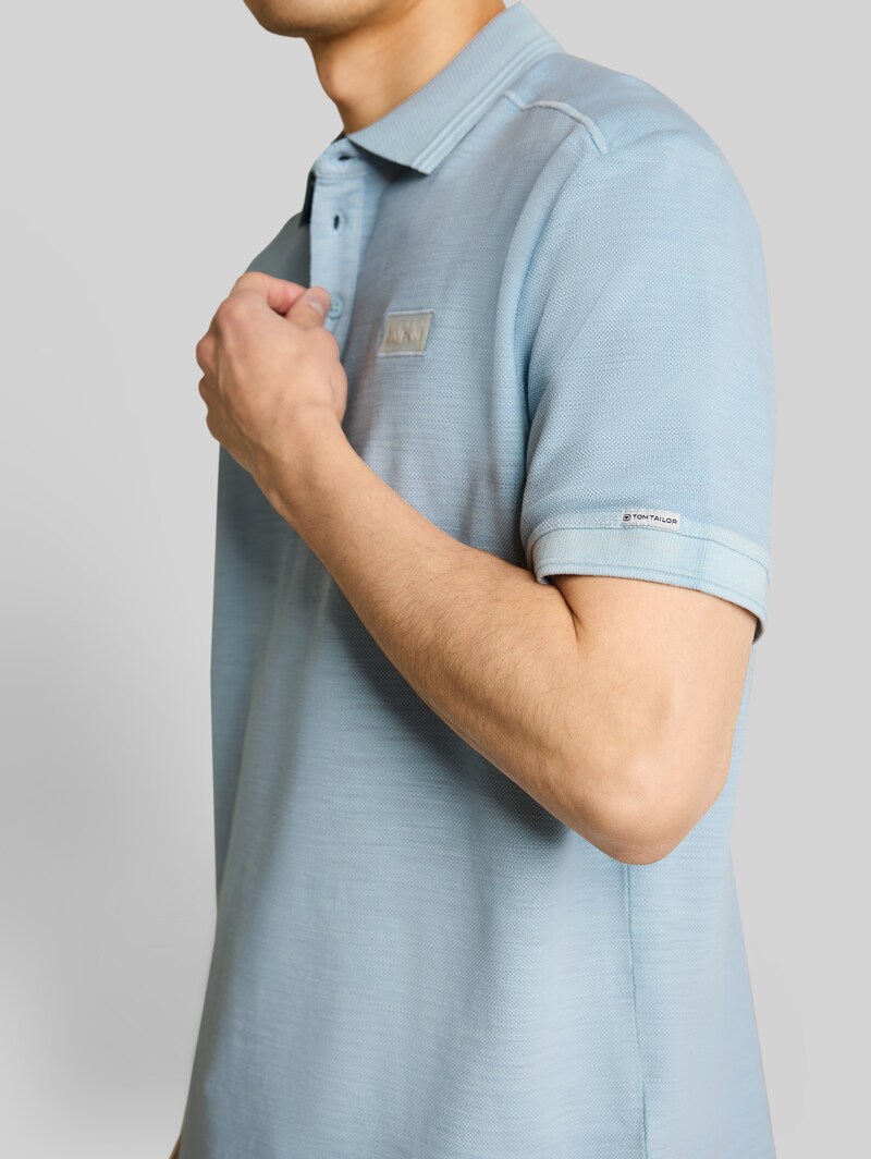 Tom Tailor Piqué Poloshirt mit Logo-Badge - Light Blue Grey