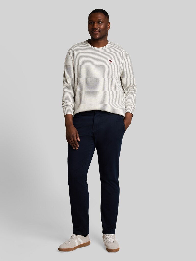 Tom Tailor Plus Size - Langarmshirt mit Streifenmuster - Offwhite Structured Stripe