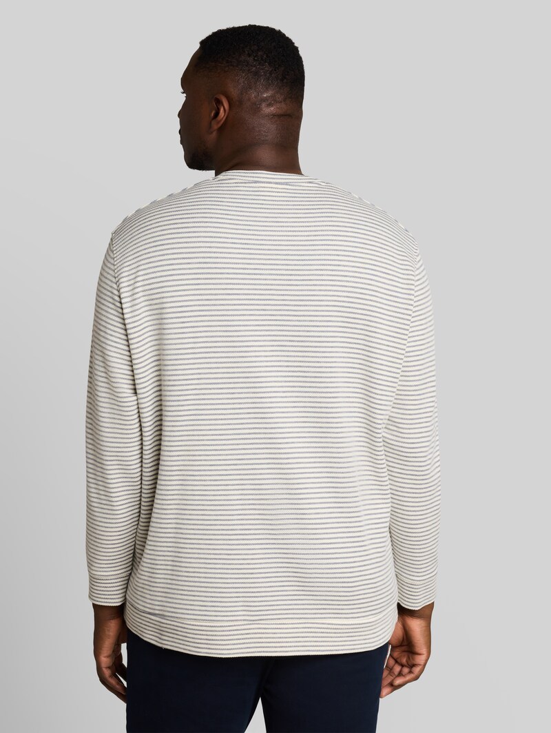 Tom Tailor Plus Size - Langarmshirt mit Streifenmuster - Offwhite Structured Stripe