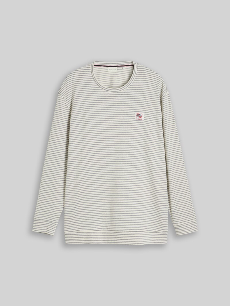 Tom Tailor Plus Size - Langarmshirt mit Streifenmuster - Offwhite Structured Stripe