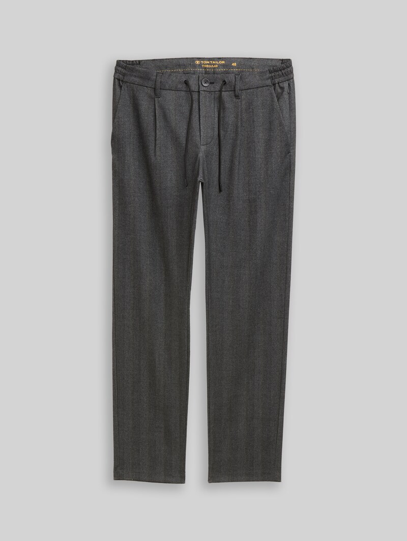 Tom Tailor TTREGULAR Chino Hose - Dark Grey Herringbone Stripe