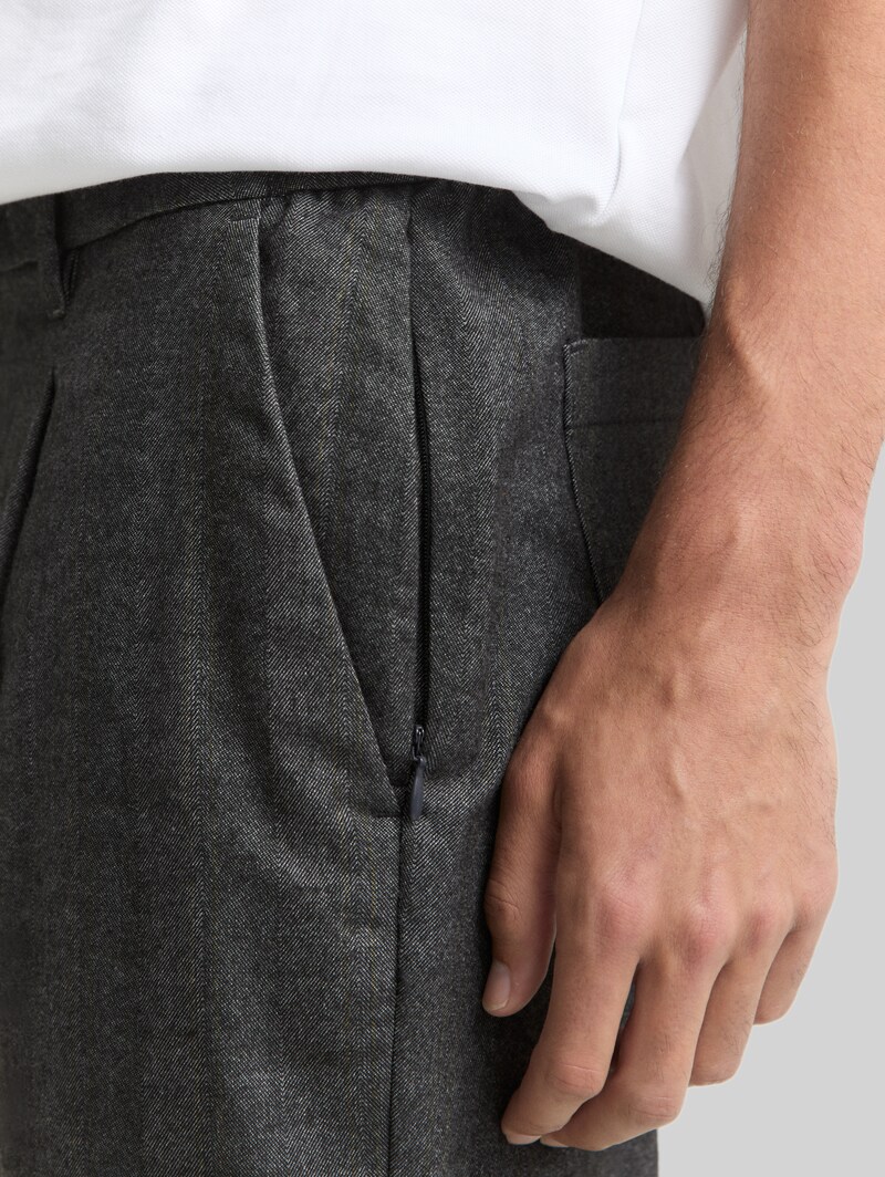 Tom Tailor TTREGULAR Chino Hose - Dark Grey Herringbone Stripe