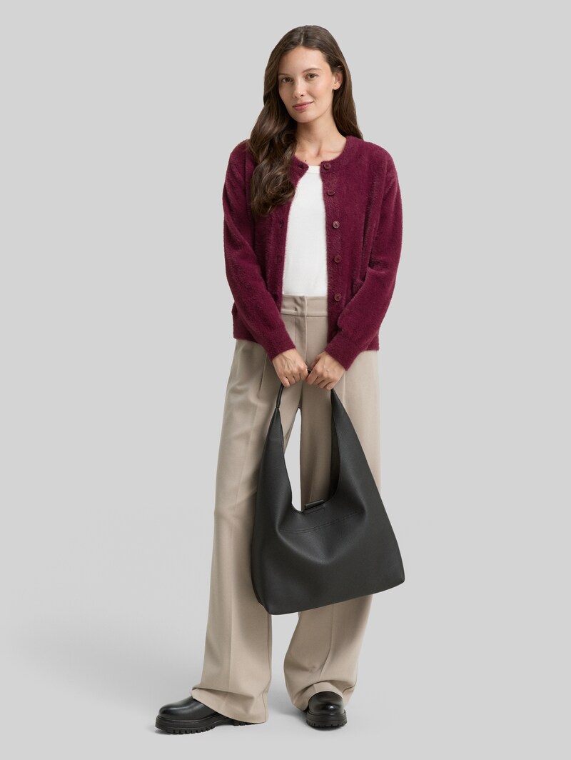 Tom Tailor Federgarn-Cardigan mit Knopfleiste - Bordeaux Red