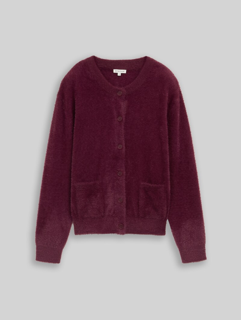 Tom Tailor Federgarn-Cardigan mit Knopfleiste - Bordeaux Red