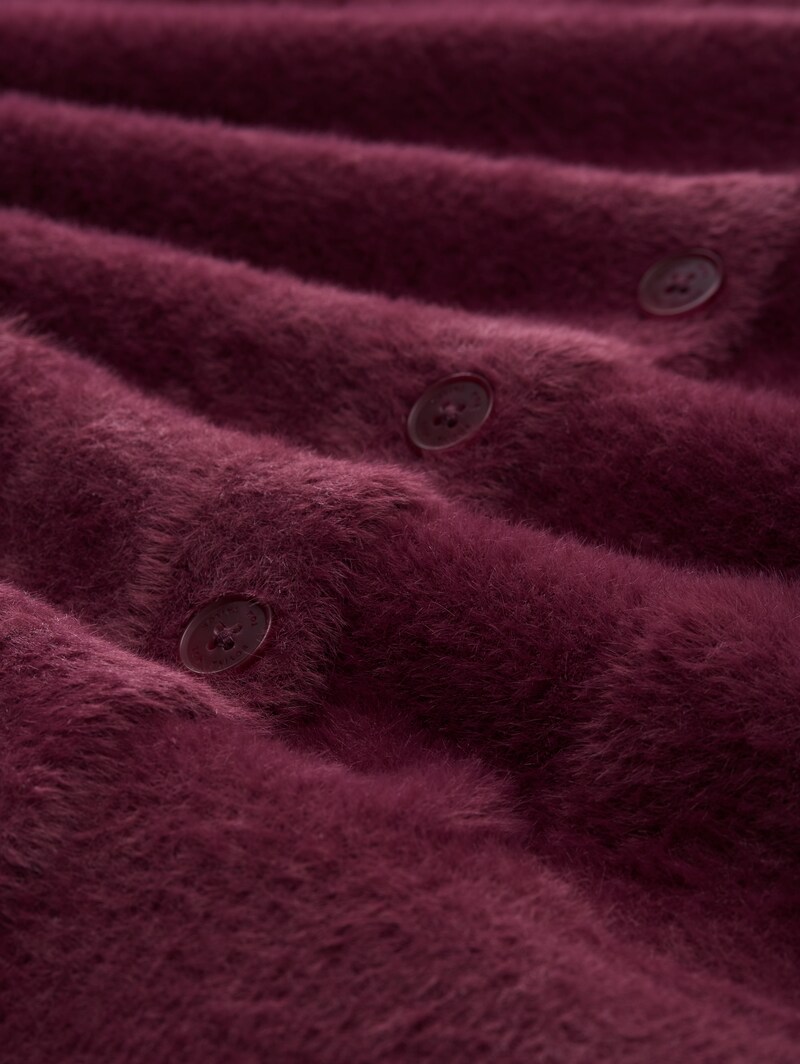 Tom Tailor Federgarn-Cardigan mit Knopfleiste - Bordeaux Red