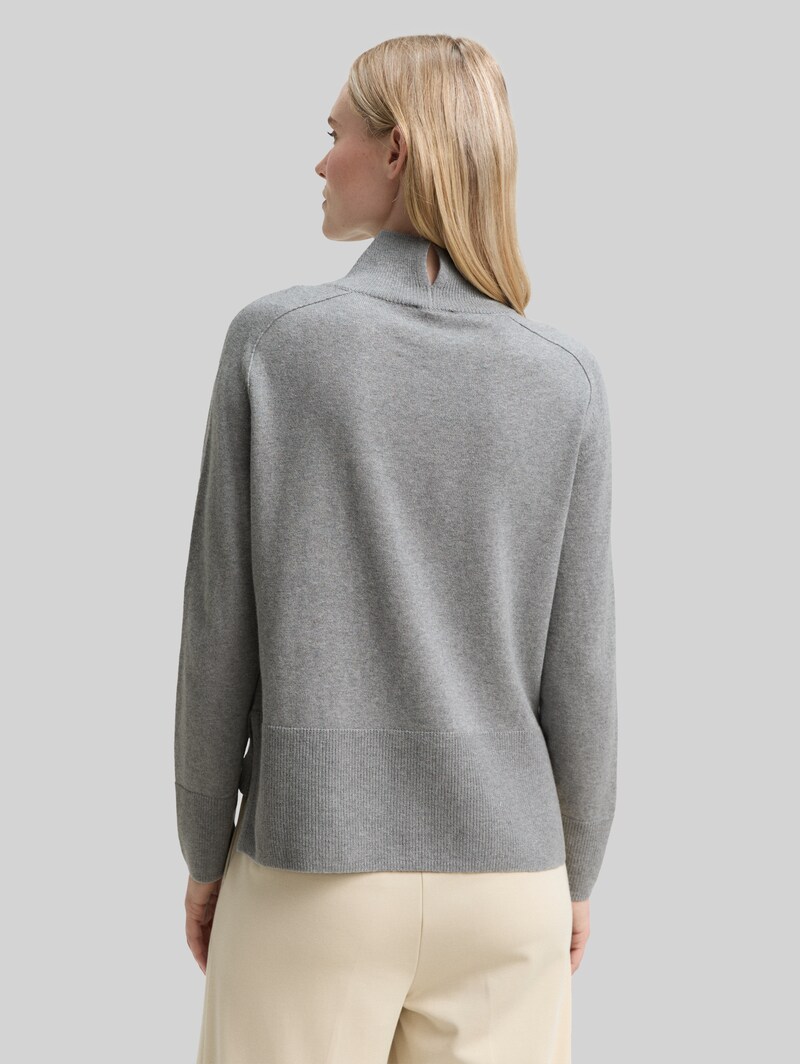 Tom Tailor Strickpullover mit Kaschmir-Anteil - Medium Silver Grey Melange