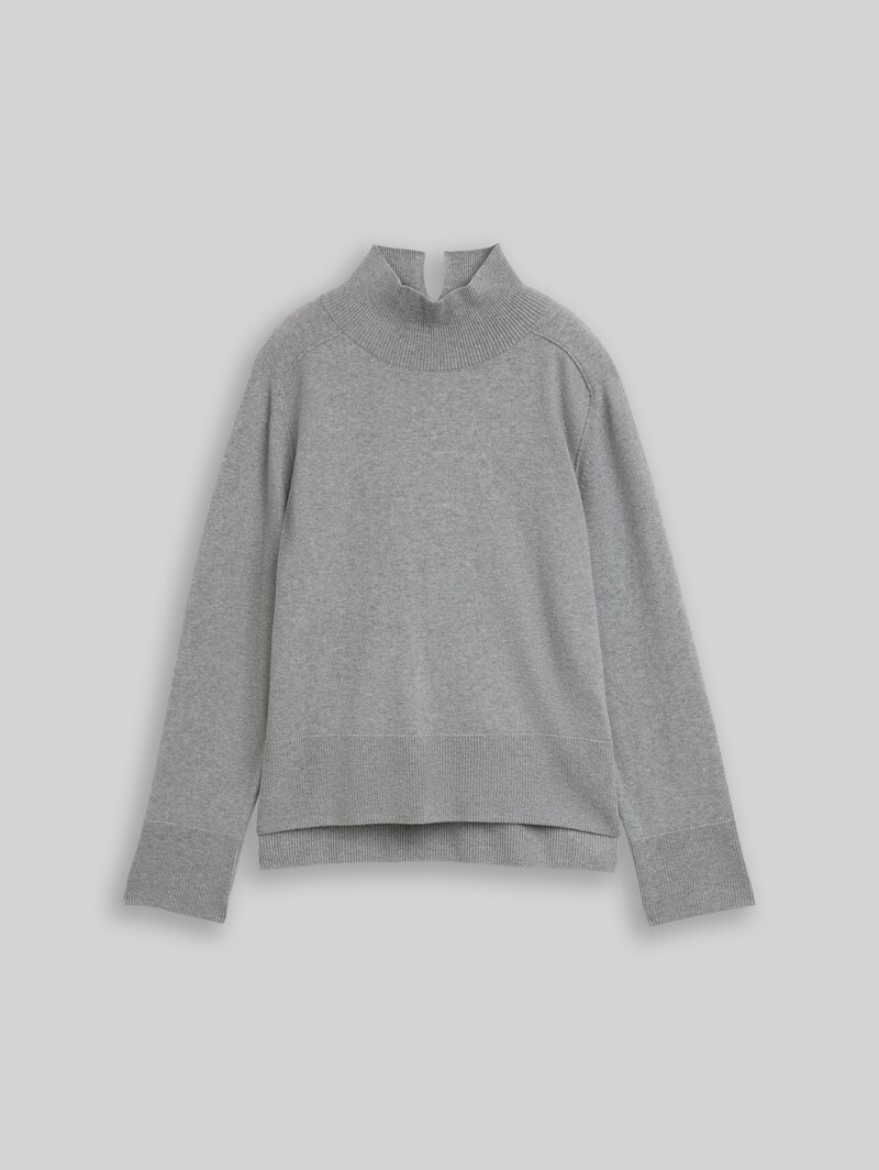 Tom Tailor Strickpullover mit Kaschmir-Anteil - Medium Silver Grey Melange