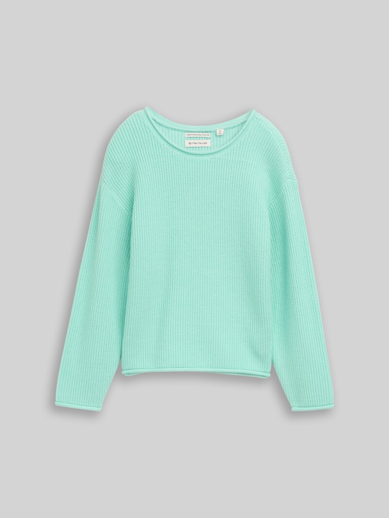 Tom Tailor Cropped Strickpullover mit Rundhalsausschnitt - Light Mint