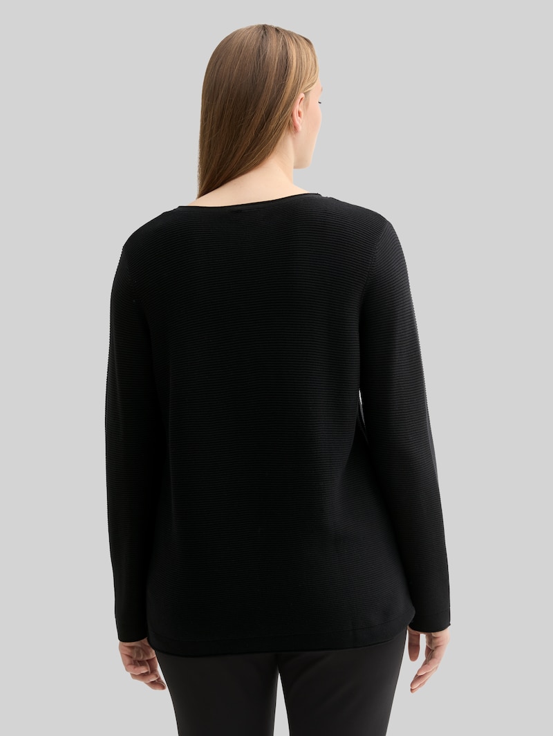 Tom Tailor Plus Size - Strickpullover aus Bio-Baumwolle - Deep Black
