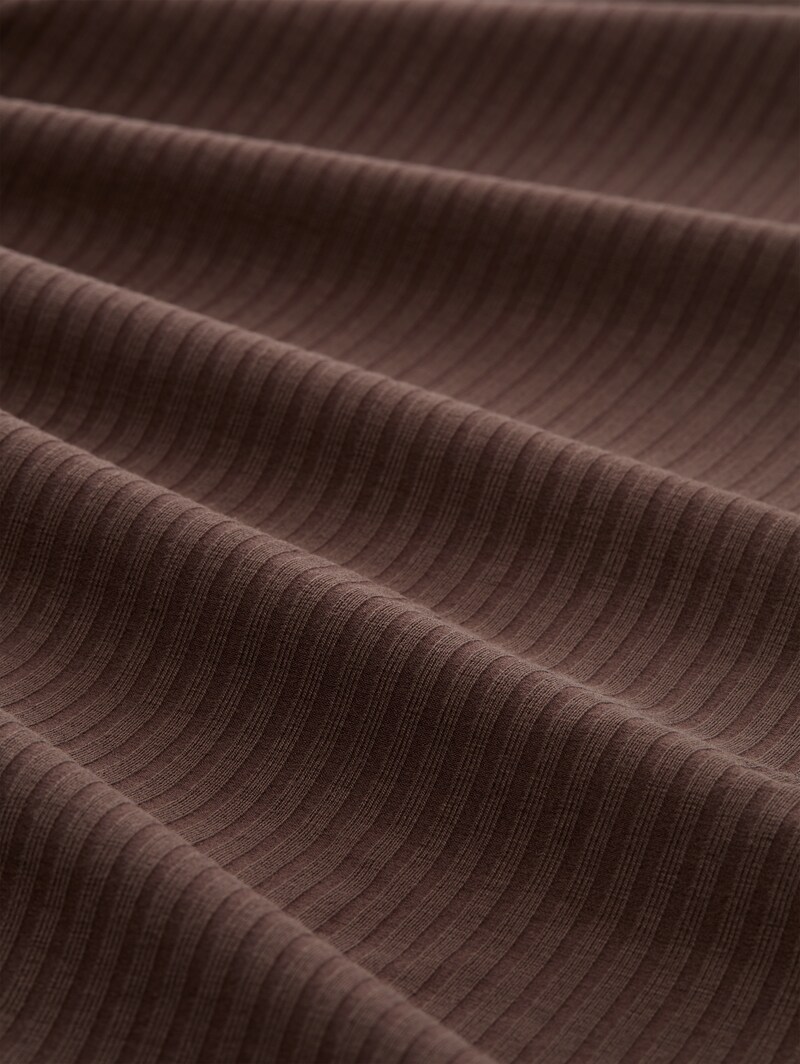 Tom Tailor Langarmshirt mit Rippstruktur - Cool Dark Brown