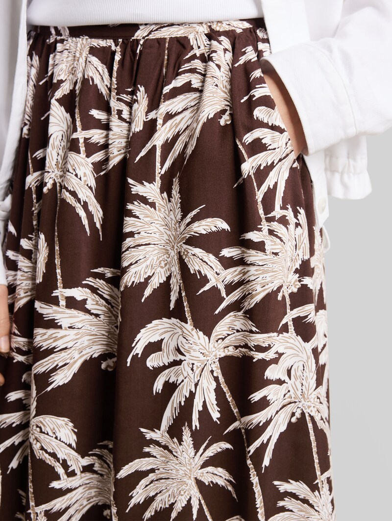 Tom Tailor Maxi-Rock aus Viskose - Brown Palmtree Print