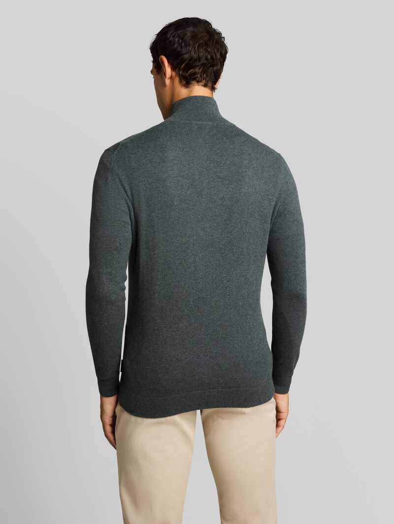 Tom Tailor Troyer Strickpullover mit Kaschmir-Anteil - Darkest Olive Melange