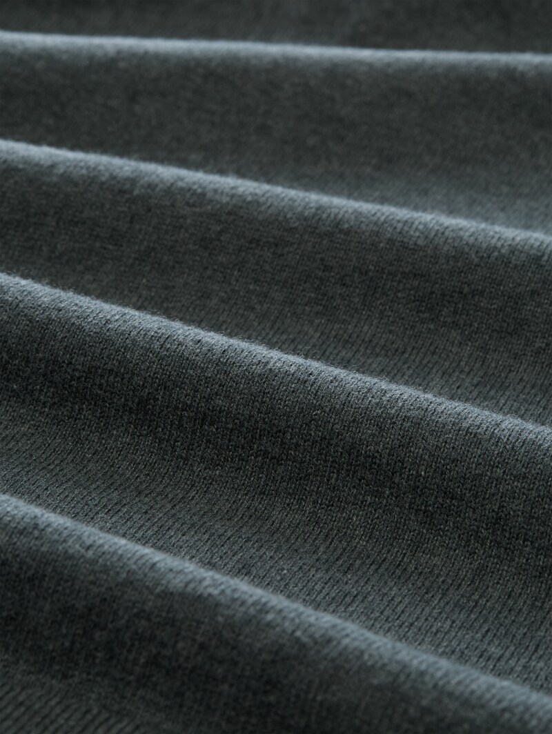 Tom Tailor Troyer Strickpullover mit Kaschmir-Anteil - Darkest Olive Melange