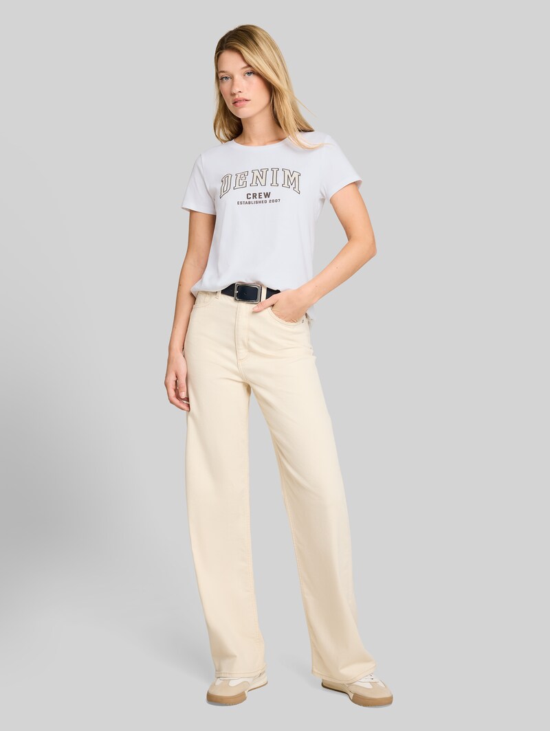 Tom Tailor T-Shirt mit Leo-Print - Bright White