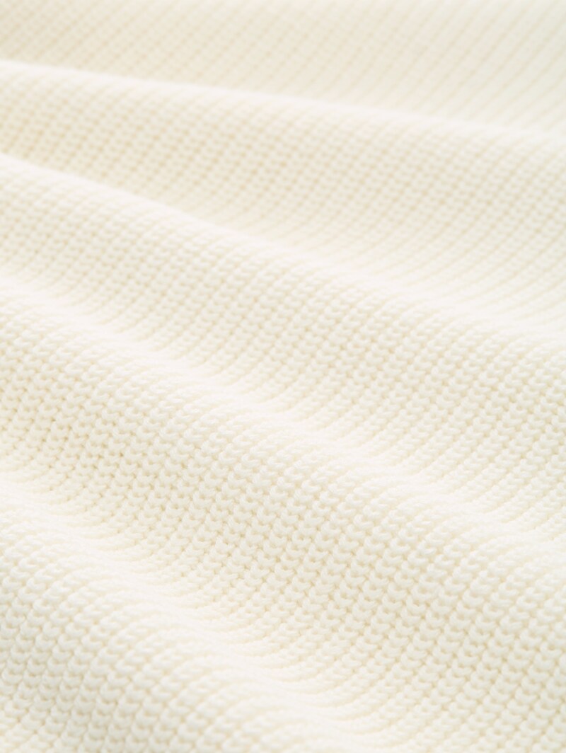 Tom Tailor Relaxed Fit Troyer Strickpullover - Wool White