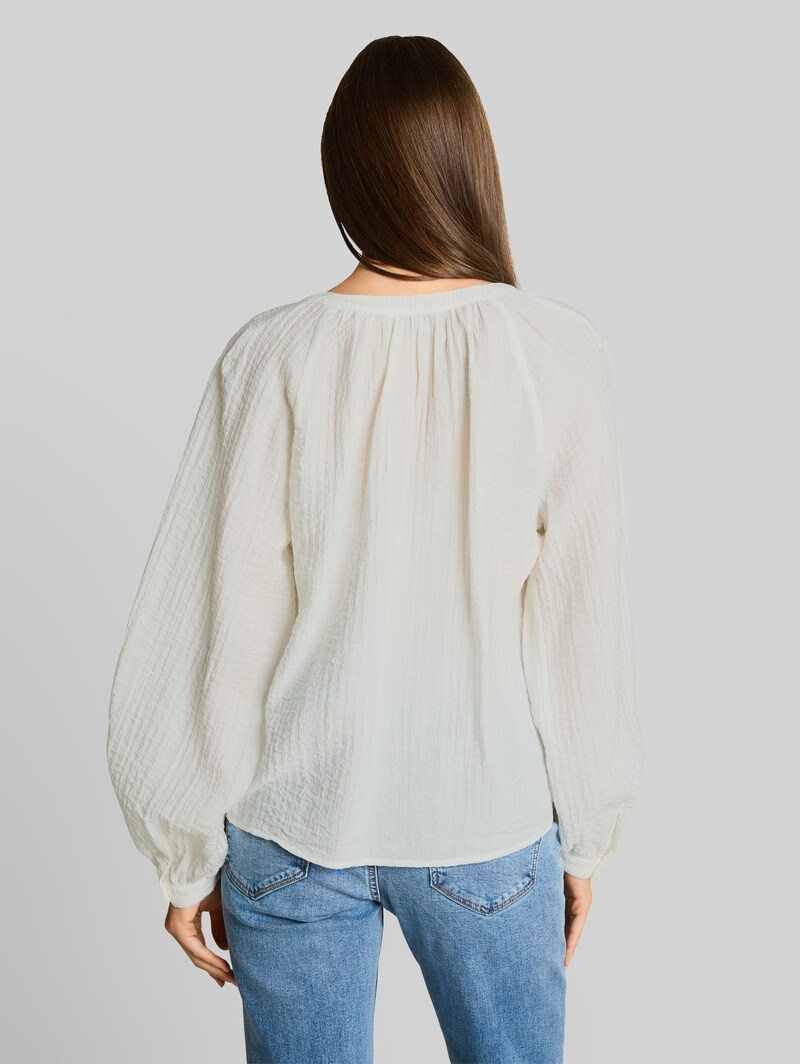 Tom Tailor Crinkle Bluse mit Bindeband - Whisper White