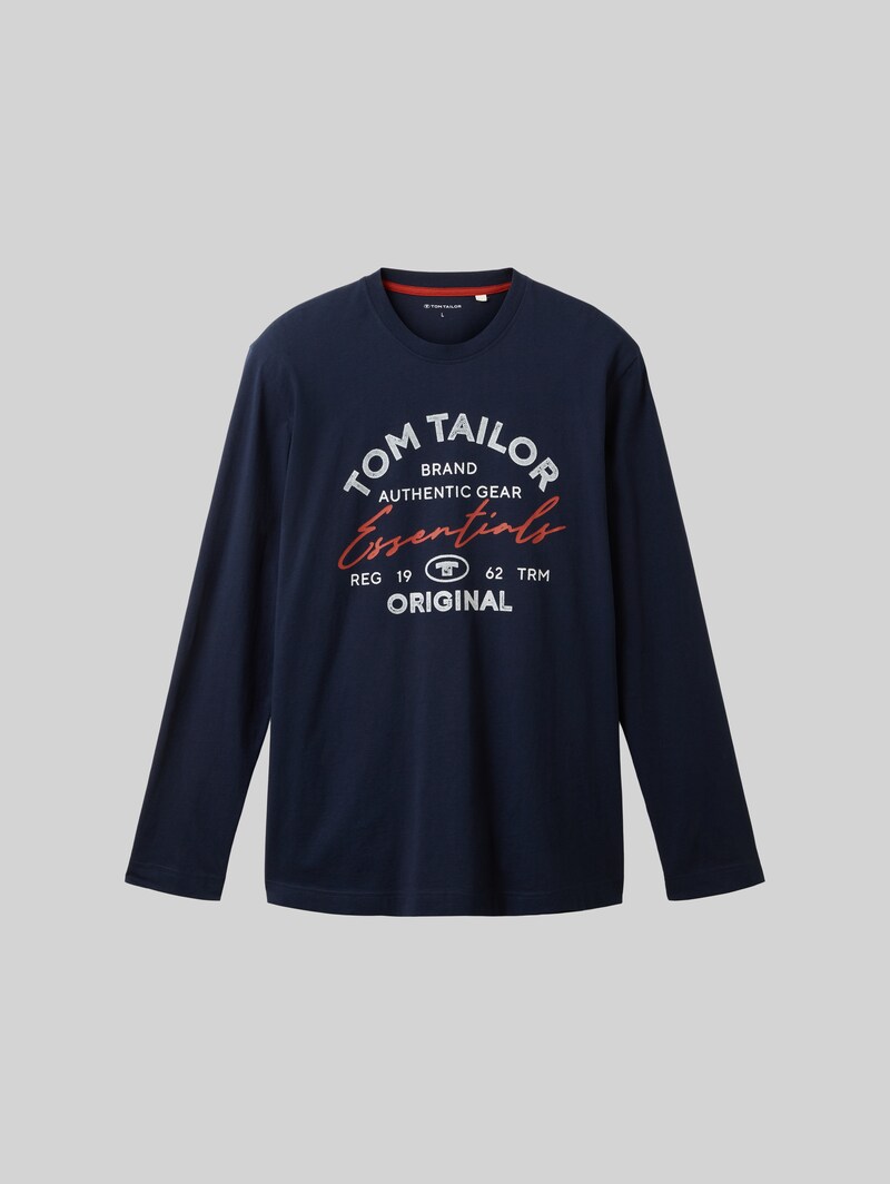 Tom Tailor Langarmshirt mit Logo-Print - Sky Captain Blue Tom Tailor Langarmshirt mit Logo-Print - Sky Captain Blue