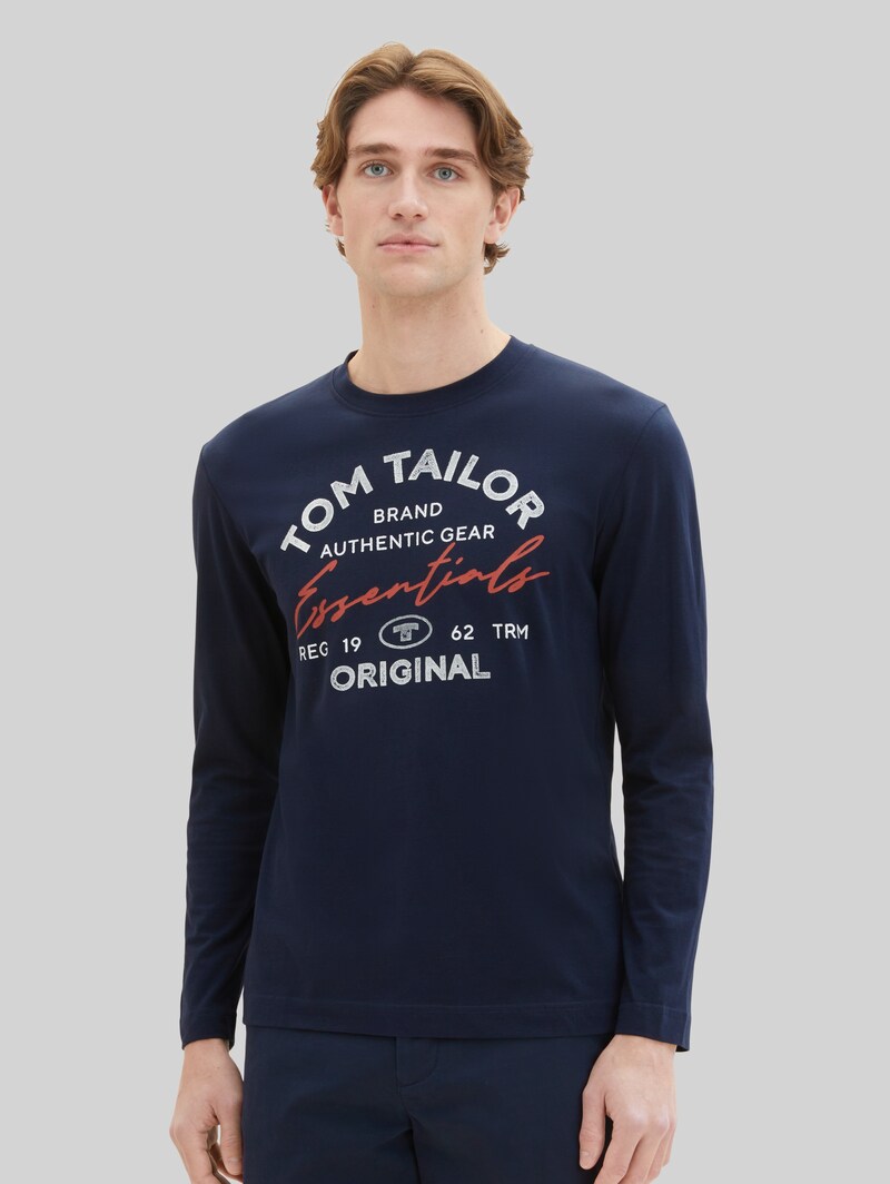 Tom Tailor Langarmshirt mit Logo-Print - Sky Captain Blue