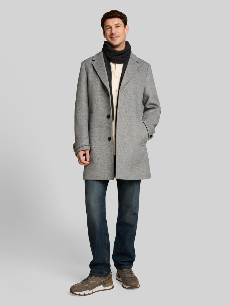 Tom Tailor Wollmantel mit Reverskragen - Mid Grey Melange Twill