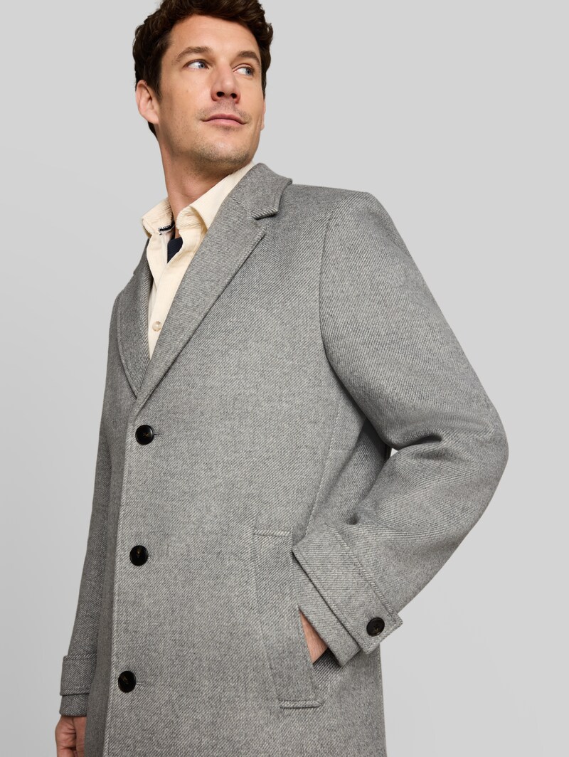 Tom Tailor Wollmantel mit Reverskragen - Mid Grey Melange Twill