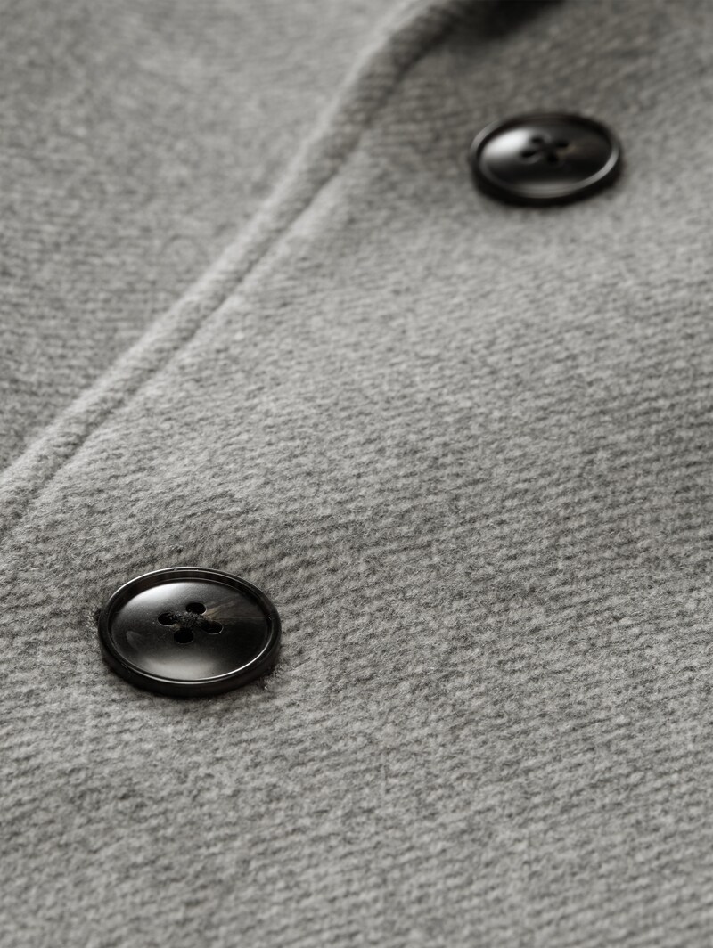 Tom Tailor Wollmantel mit Reverskragen - Mid Grey Melange Twill