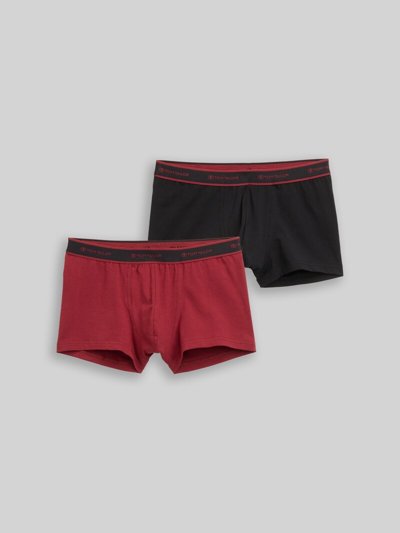 Tom Tailor Kurze Boxershorts im 2er-Pack - Red-dark-solid