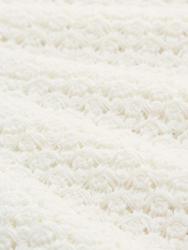 Tom Tailor Loose Fit Strickpullover mit Lochmuster - Whisper White