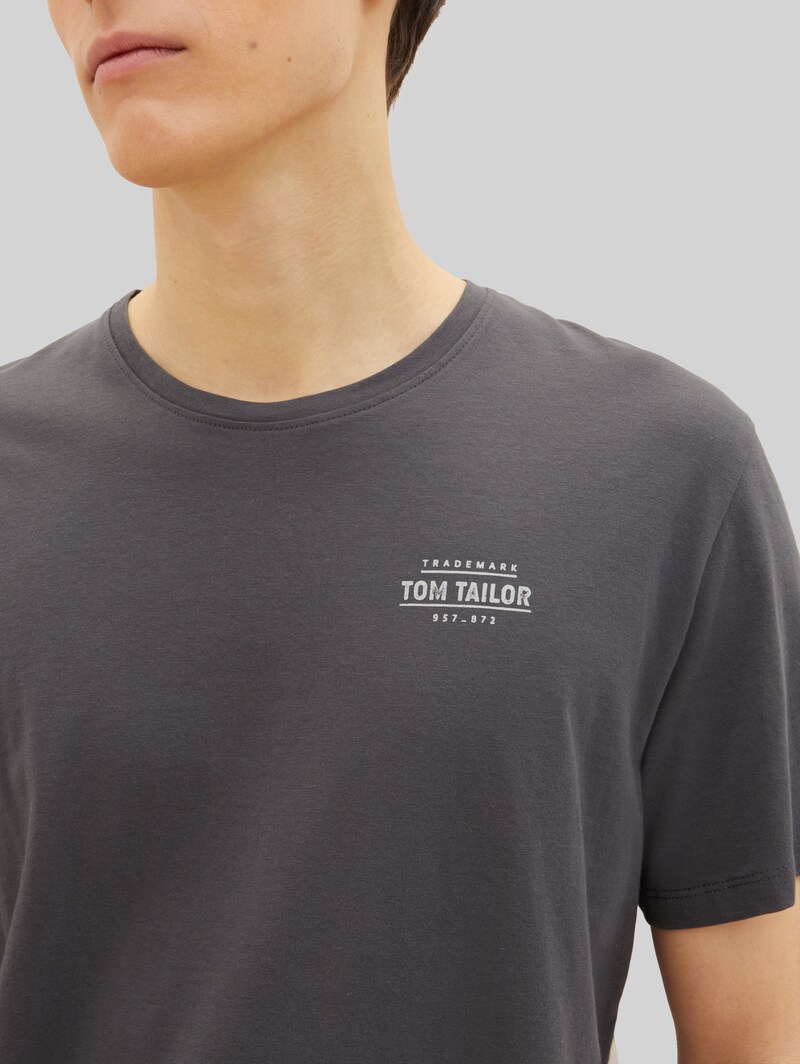 Tom Tailor T-Shirt mit Logo Print - Tarmac Grey