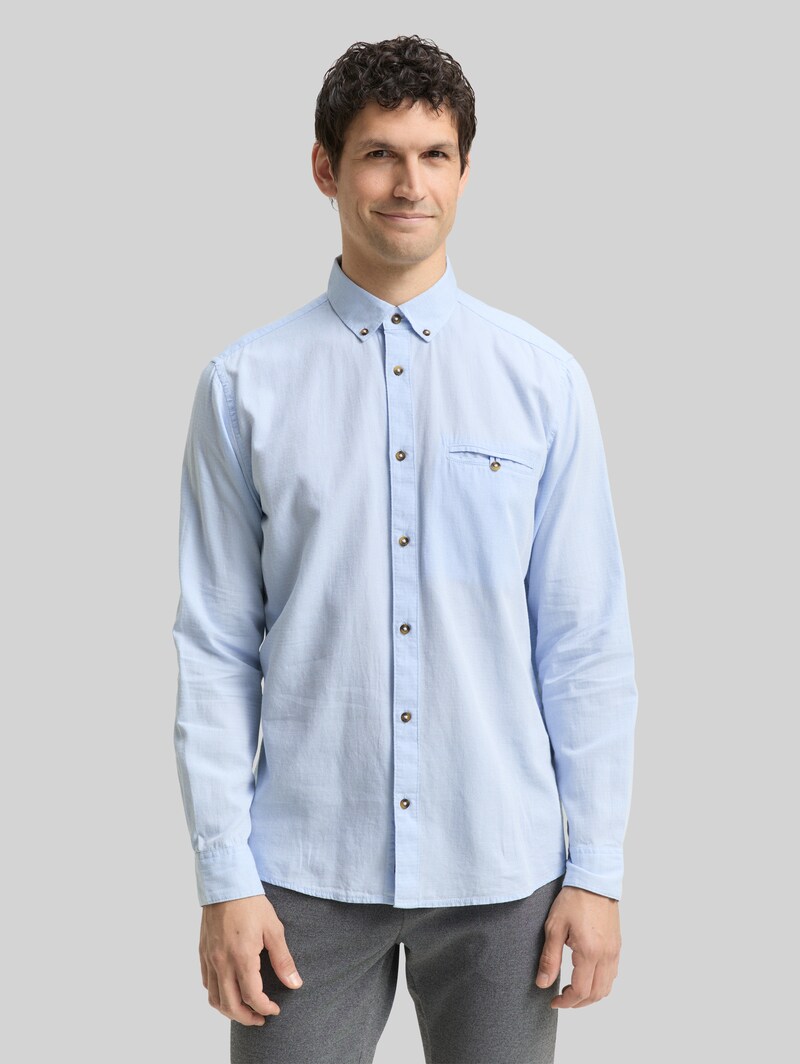 Tom Tailor Regular Fit Hemd aus Baumwolle - Blue Stripy Structure Tom Tailor Regular Fit Hemd aus Baumwolle - Blue Stripy Structure