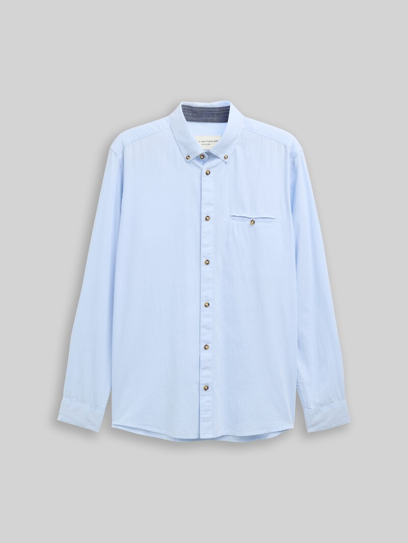 Tom Tailor Regular Fit Hemd aus Baumwolle - Blue Stripy Structure