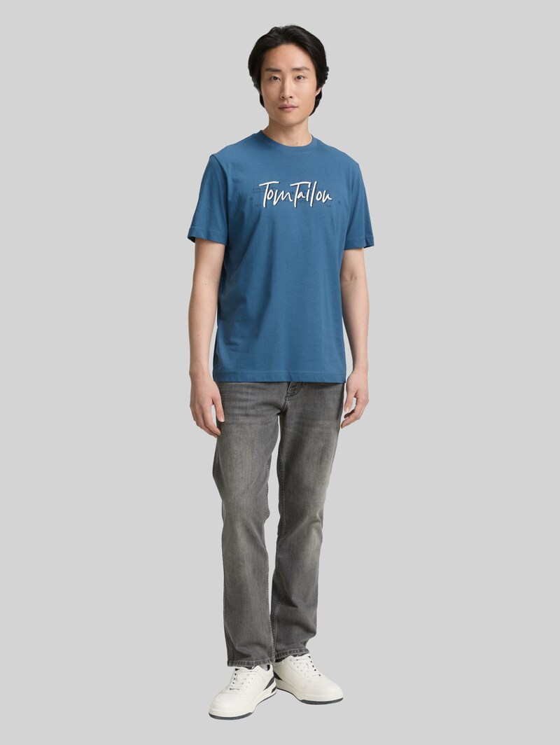 Tom Tailor T-Shirt mit Logo-Print - Real Teal Blue