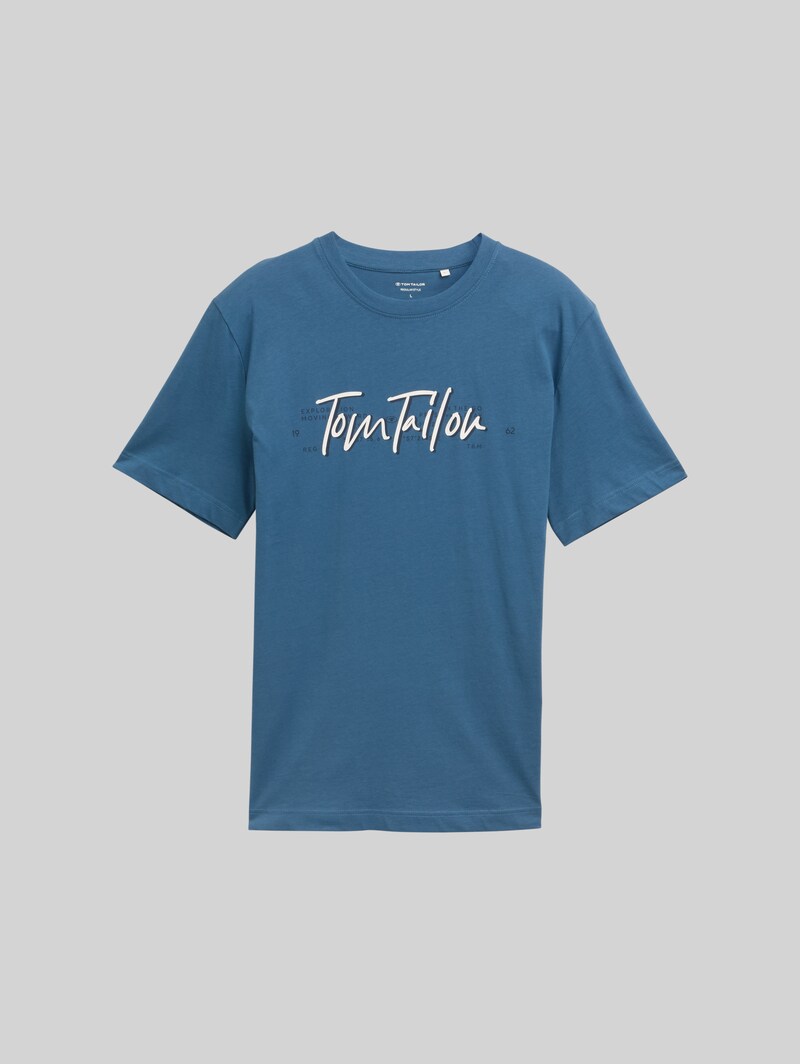 Tom Tailor T-Shirt mit Logo-Print - Real Teal Blue