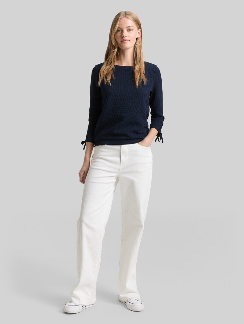 Tom Tailor Slim Fit Sweatshirt mit Raffärmeln - Sky Captain Blue
