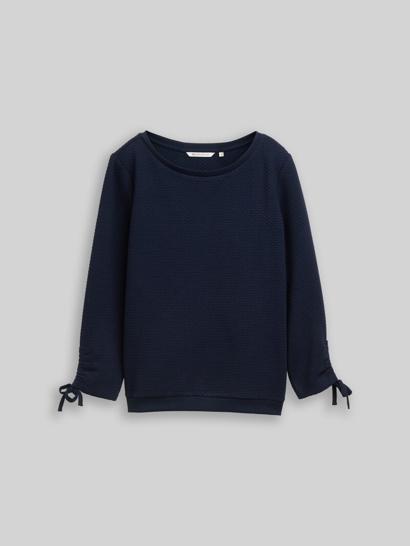 Tom Tailor Slim Fit Sweatshirt mit Raffärmeln - Sky Captain Blue