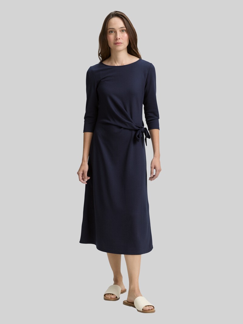 Tom Tailor Jersey Midi-Kleid mit Knoten-Detail - Lunar Eclipse Tom Tailor Jersey Midi-Kleid mit Knoten-Detail - Lunar Eclipse