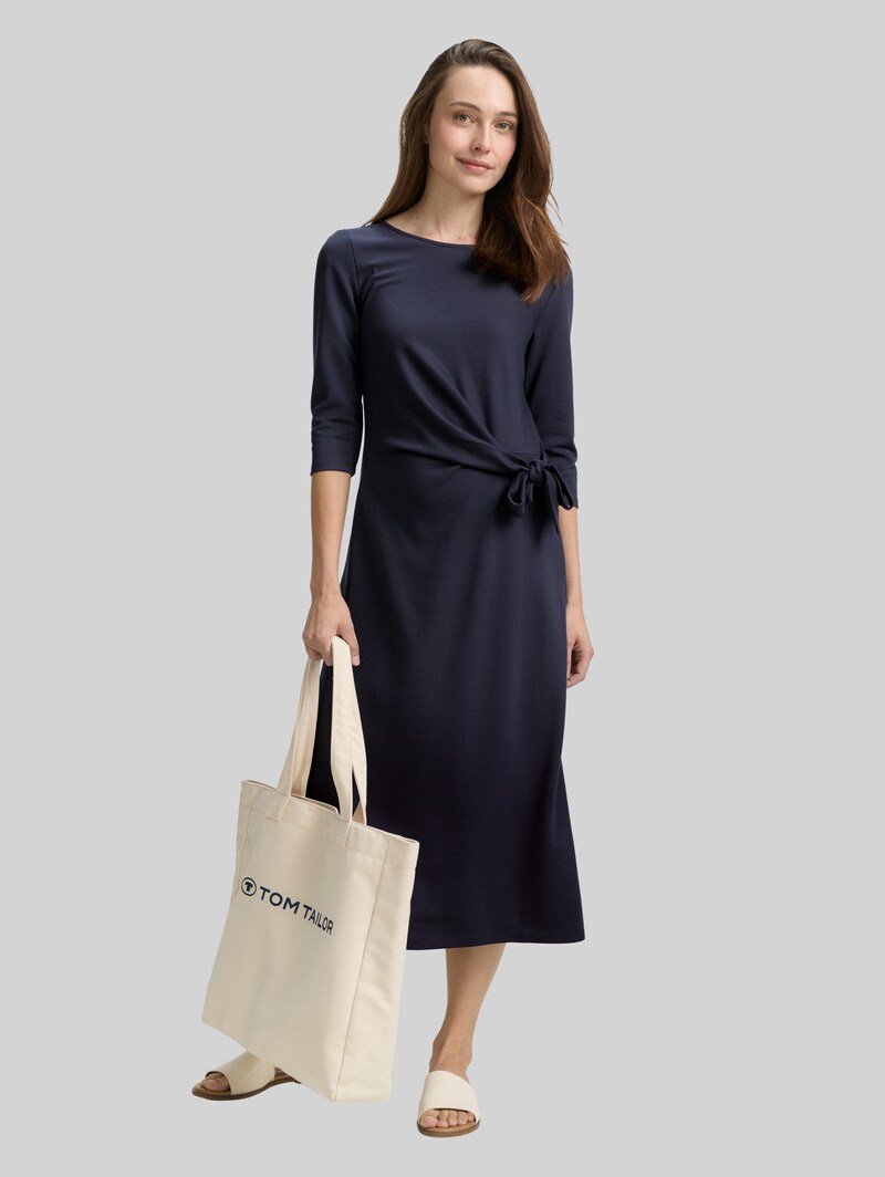 Tom Tailor Jersey Midi-Kleid mit Knoten-Detail - Lunar Eclipse